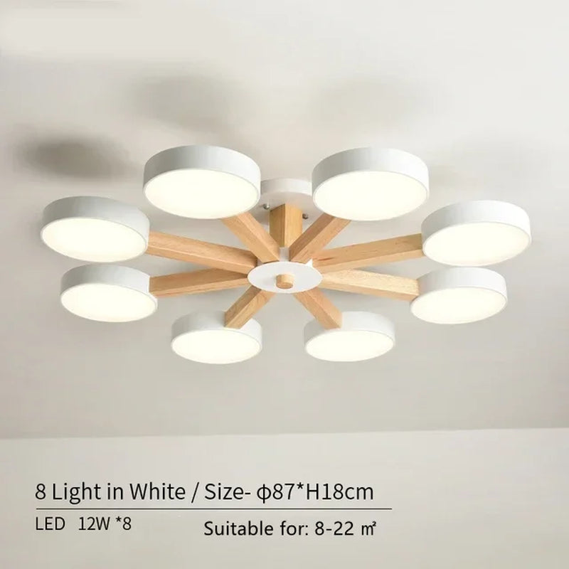 Modern Nordic Wooden LED Ceiling Light for Living Room