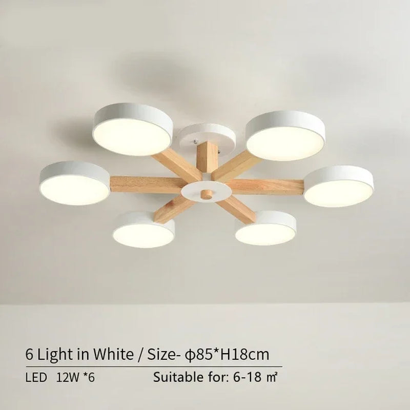 Modern Nordic Wooden LED Ceiling Light for Living Room