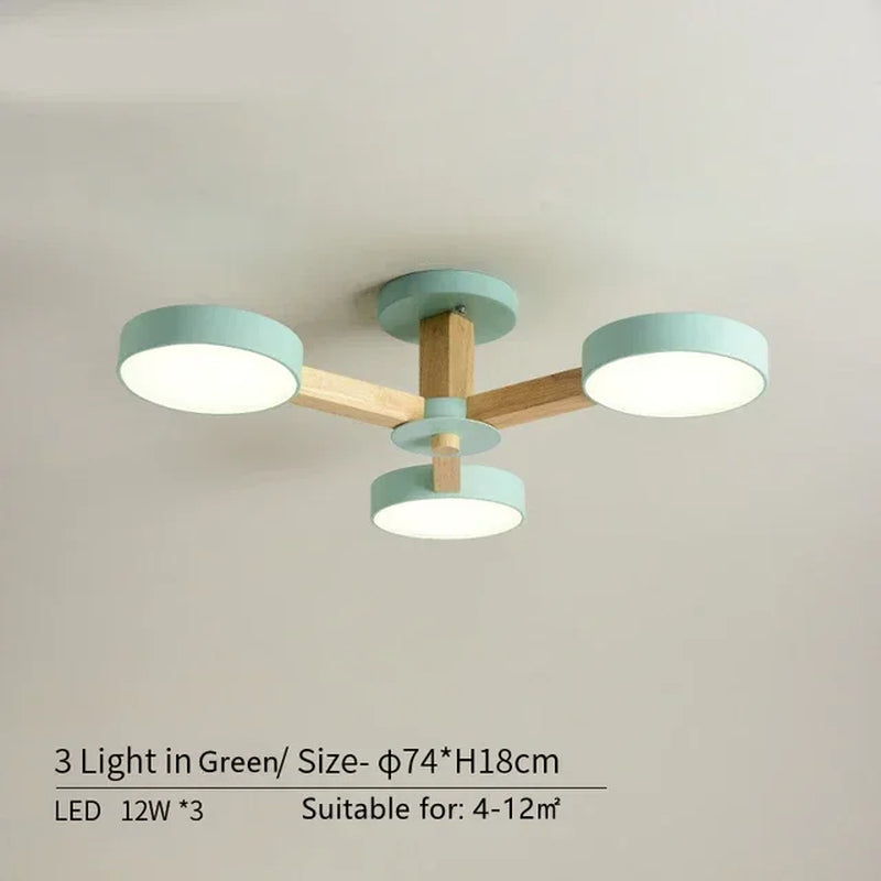 Modern Nordic Wooden LED Ceiling Light for Living Room