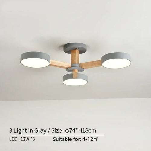 Modern Nordic Wooden LED Ceiling Light for Living Room