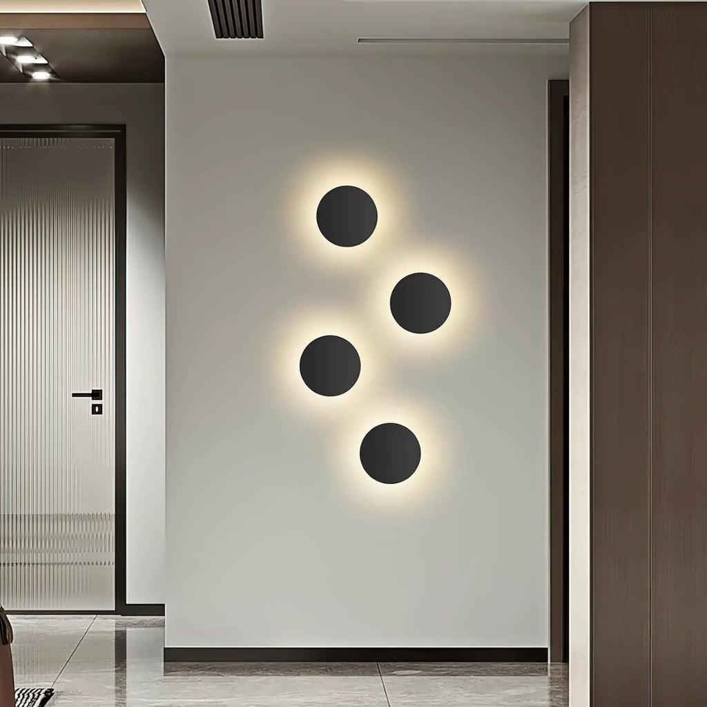 Wall Sconce Modern Outdoor Lights Black round Waterproof LED outside Solar Eclipse Lamp Patio Porch Front Door Light Fixture