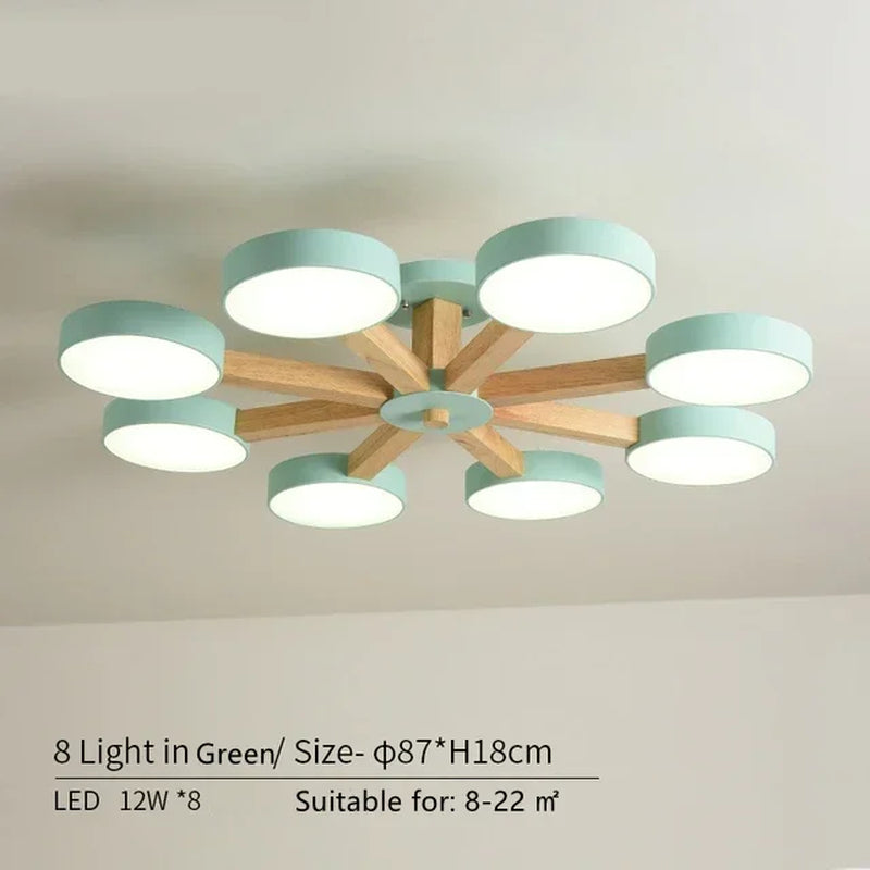 Modern Nordic Wooden LED Ceiling Light for Living Room