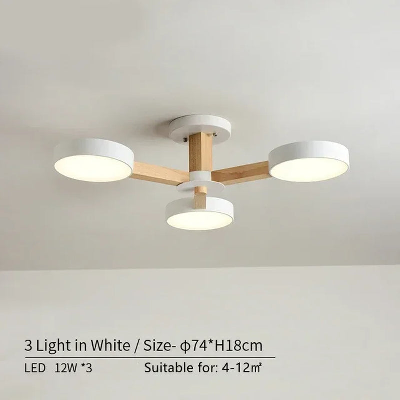 Modern Nordic Wooden LED Ceiling Light for Living Room
