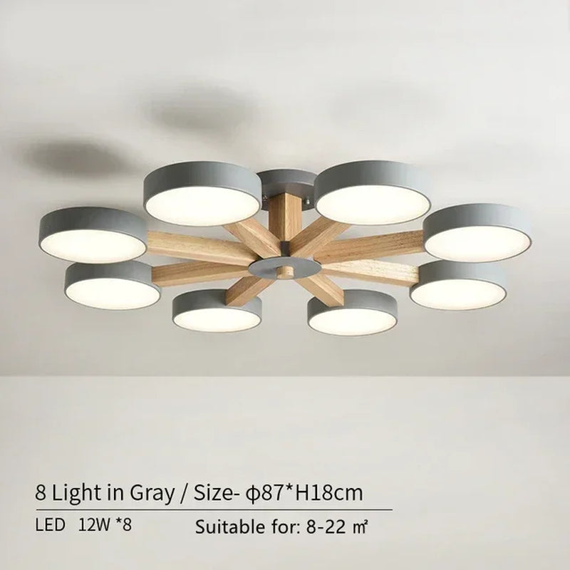 Modern Nordic Wooden LED Ceiling Light for Living Room